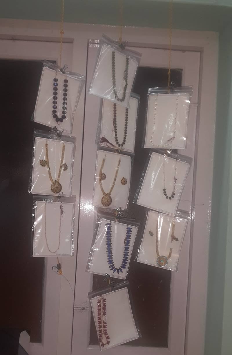 Display of handmade necklaces and jewellery